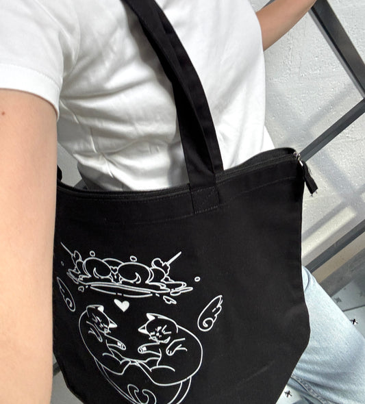 Sac Cabat avec zip et poche intérieure Cat Love