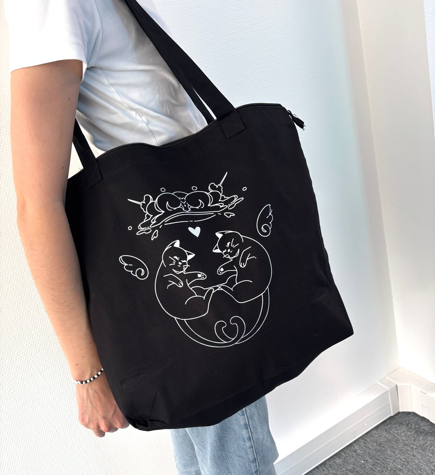 Sac Cabat avec zip et poche intérieure Cat Love